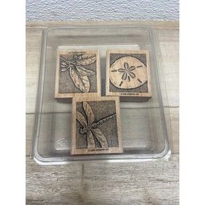 2002 Stampin Up Set Of 3 Wood Mounted Rubber Stamps Nature